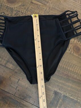 Victoria's Secret SZ L Black High-Waist Bikini Bottom with Strappy Side #9